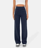 Nadia | Women's High-Waist Wide-Leg Trousers with Button Front