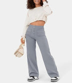 Nadia | Women's High-Waist Wide-Leg Trousers with Button Front
