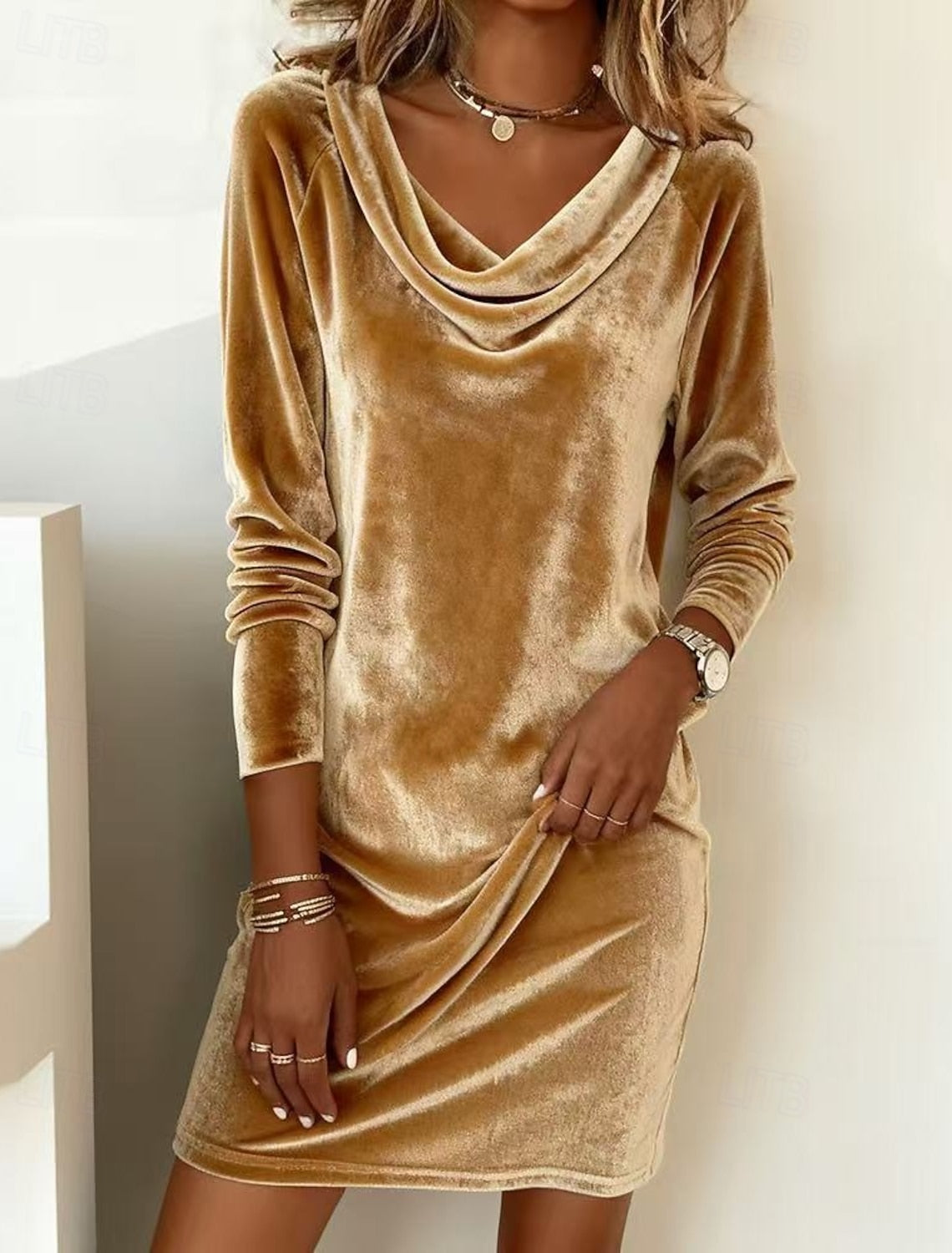 Stephanie | Women's Cocktail Dress Cowl Neck Bodycon Midi