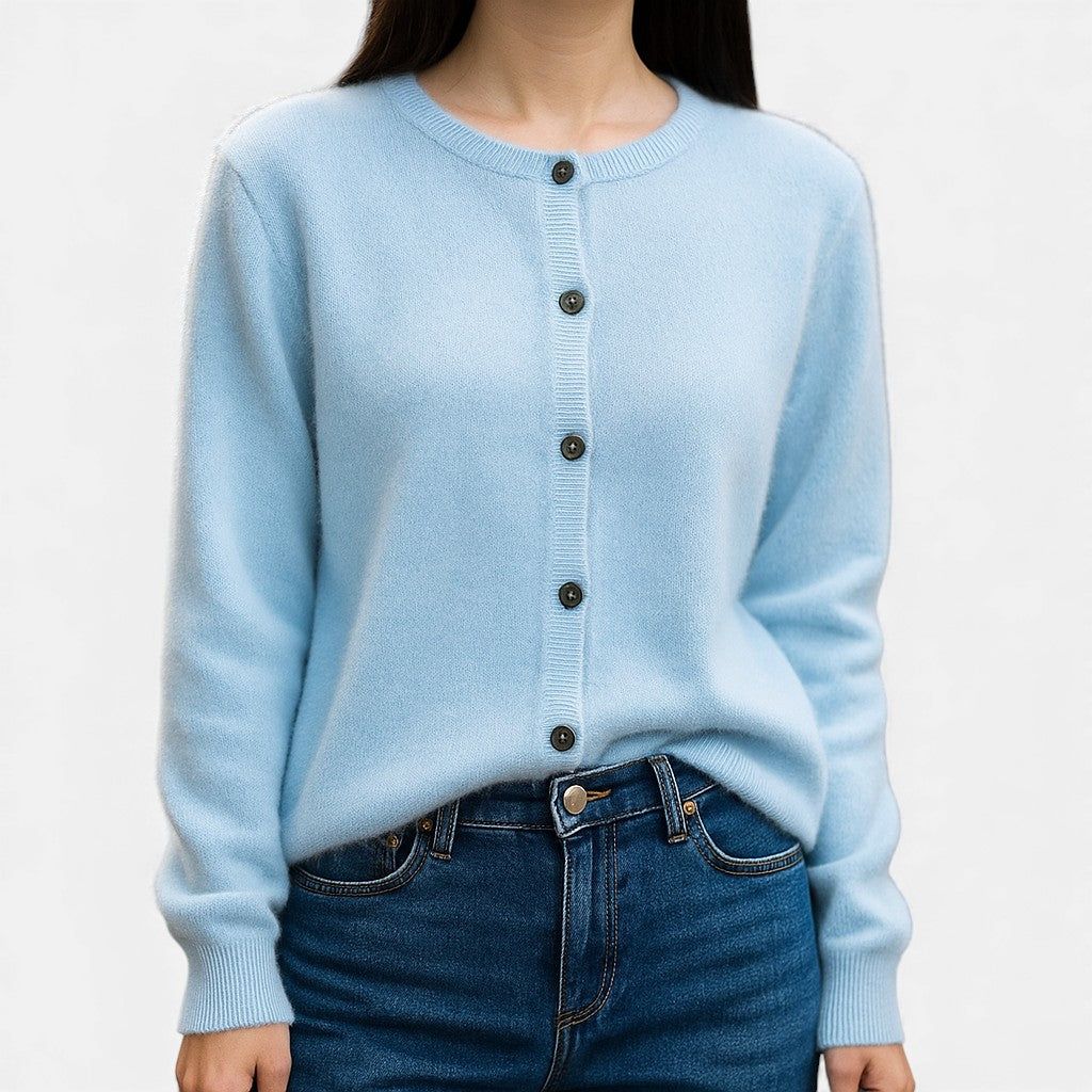 Charlotte | Women's Mink Cashmere Button-Up Sweater