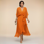 Louise | Women's V-Neck Waist-Tie Maxi Dress