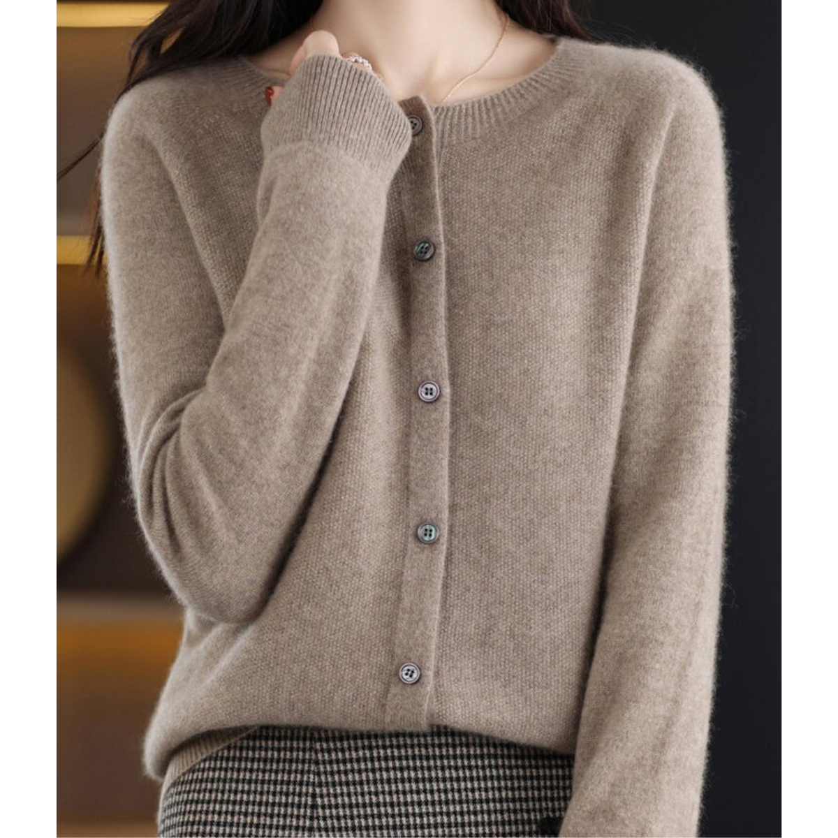 Noor | Women's Button Front V-Neck Cardigan – Winter Layering