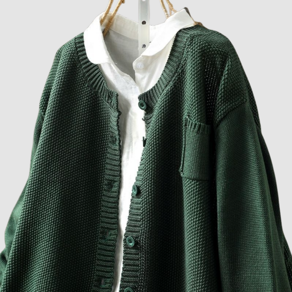 Sanne | Women's Cardigan V-Neck Chest Pocket Knit