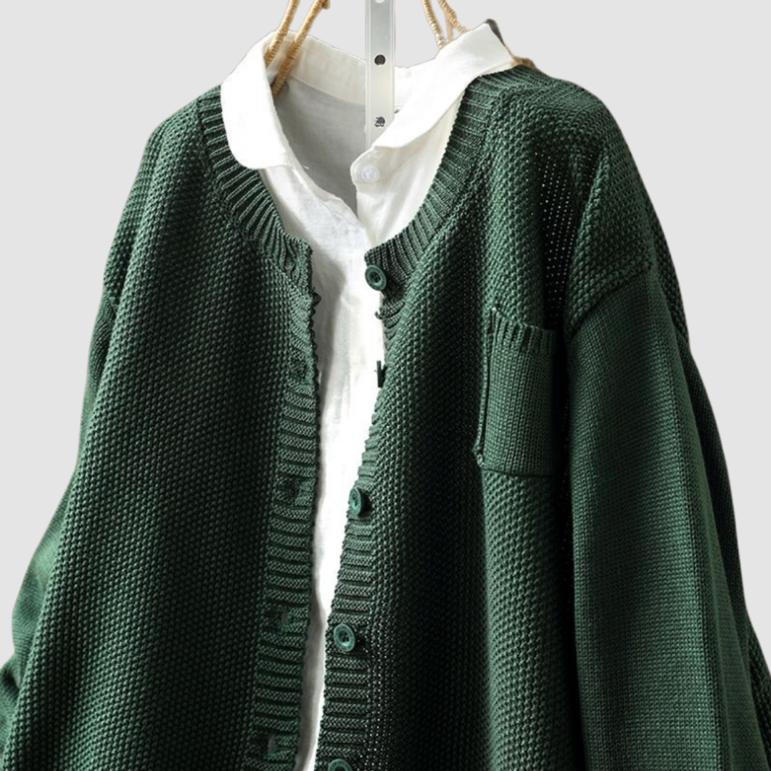 Sanne | Women's Cardigan V-Neck Chest Pocket Knit