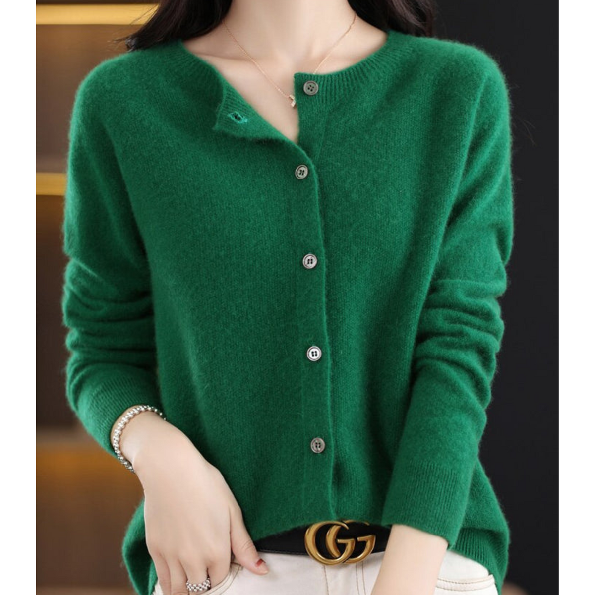 Noor | Women's Button Front V-Neck Cardigan – Winter Layering