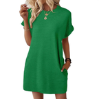 Franka | Women's Crew Neck Textured Mini Dress with Pockets