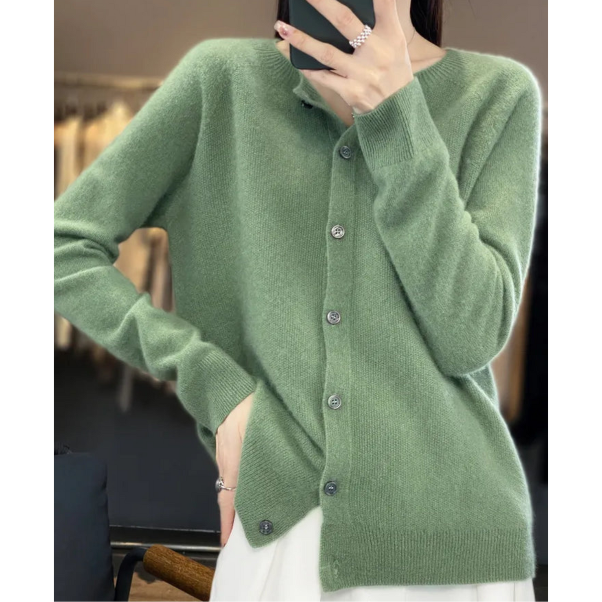 Noor | Women's Button Front V-Neck Cardigan – Winter Layering