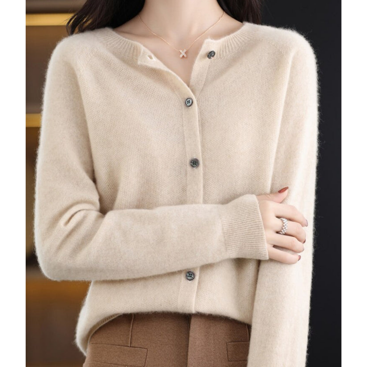 Noor | Women's Button Front V-Neck Cardigan – Winter Layering
