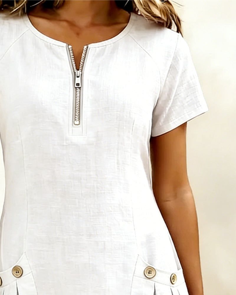 Katja | Women's A-Line Short Sleeve Midi Dress