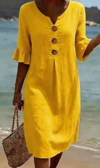 Kaia | Women's V-Neck Ruffle Sleeve Midi Dress