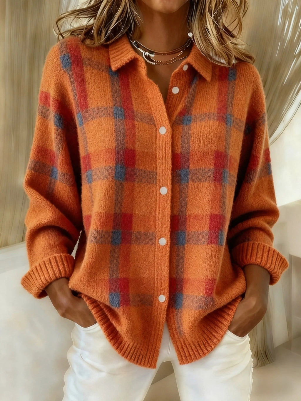 Sofie | Women's Button-Front Long Sleeve Knit Shirt