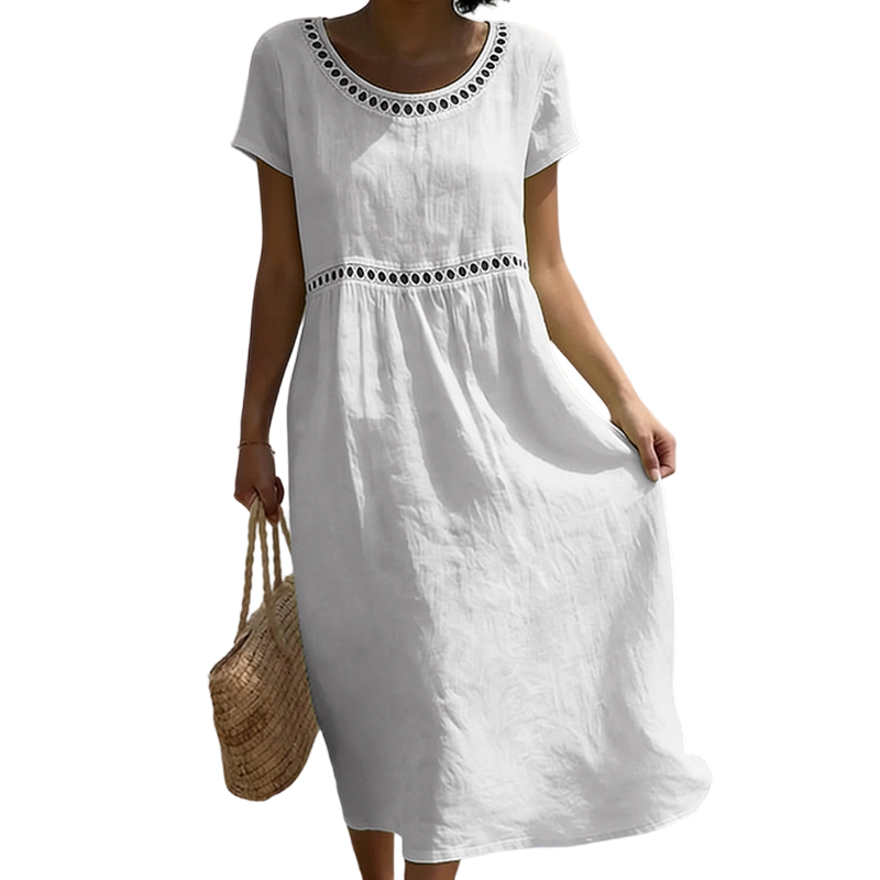 Greta | Women's Lace-Trim A-Line Midi Dress - Summer Occasions