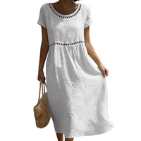 Greta | Women's Lace-Trim A-Line Midi Dress - Summer Occasions