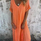 Mabel | Women's V-Neck Midi Dress Relaxed-Fit