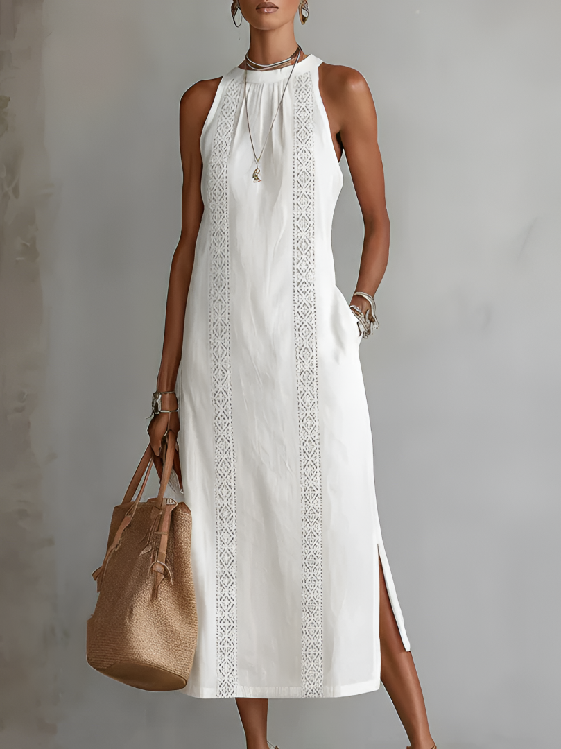 Lieke | Women's Midi Dress with Mao Collar