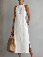 Lieke | Women's Midi Dress with Mao Collar