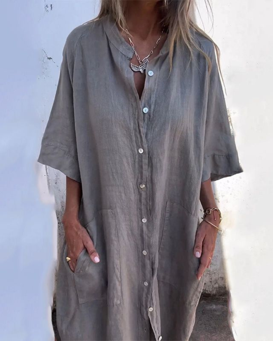 Josefien | Women's Shirt Dress Tie-Waist V-Neck Midi