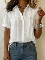 Isolde | Women's V-Neck Short Sleeve Blouse for Casual Outings