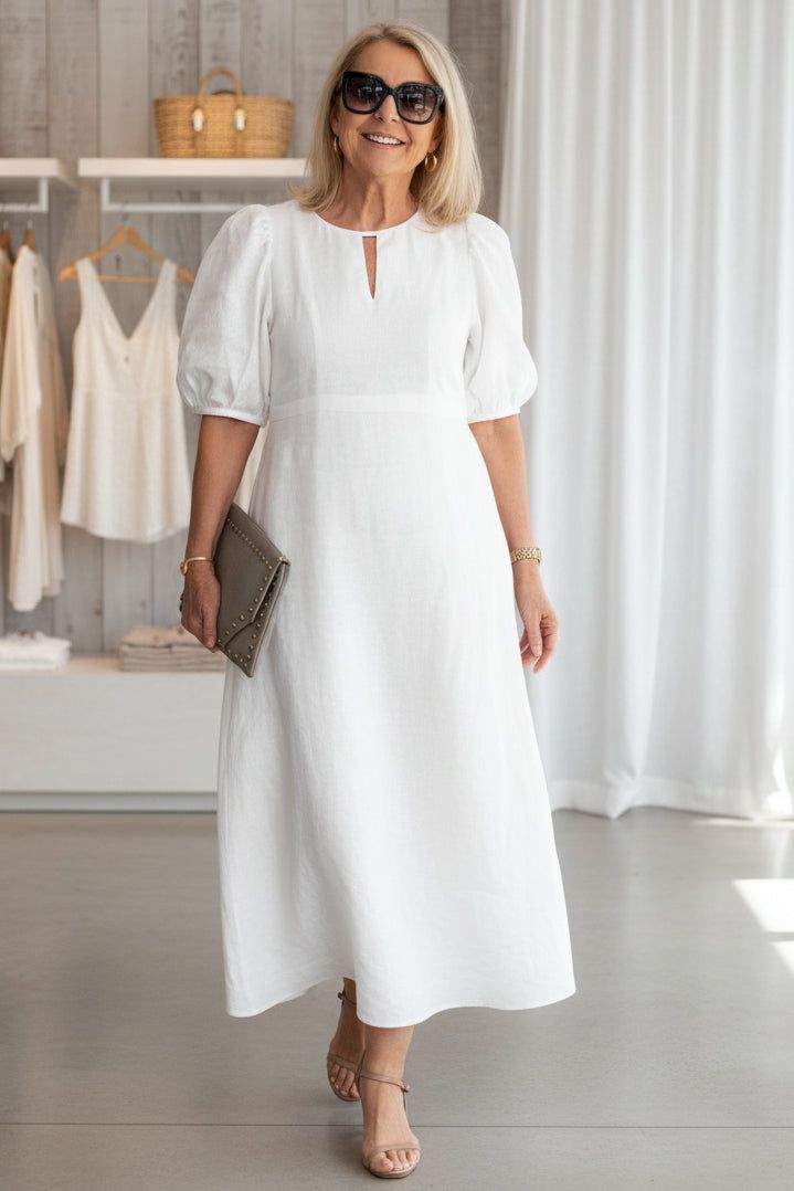 Lore | Women's Puff Sleeve Midi Dress – Dinner & Weekend Wear