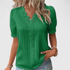 Beatrice | Women's V-Neck Short Sleeve Blouse