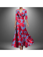 Iris | Women's Printed Wrap Dress with 3/4 Sleeve