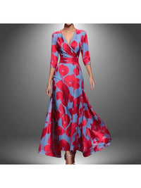 Iris | Women's Printed Wrap Dress with 3/4 Sleeve