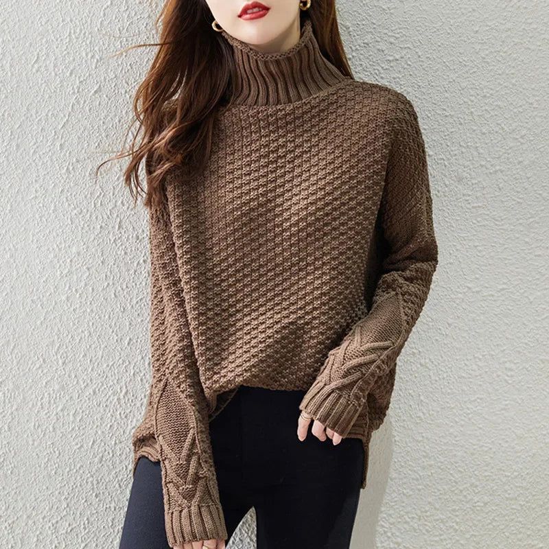 Rosalie | Women's Turtleneck Cable Knit Jumper