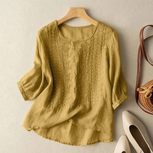 Arwen | Women's Embroidered Three-Quarter Sleeve Blouse