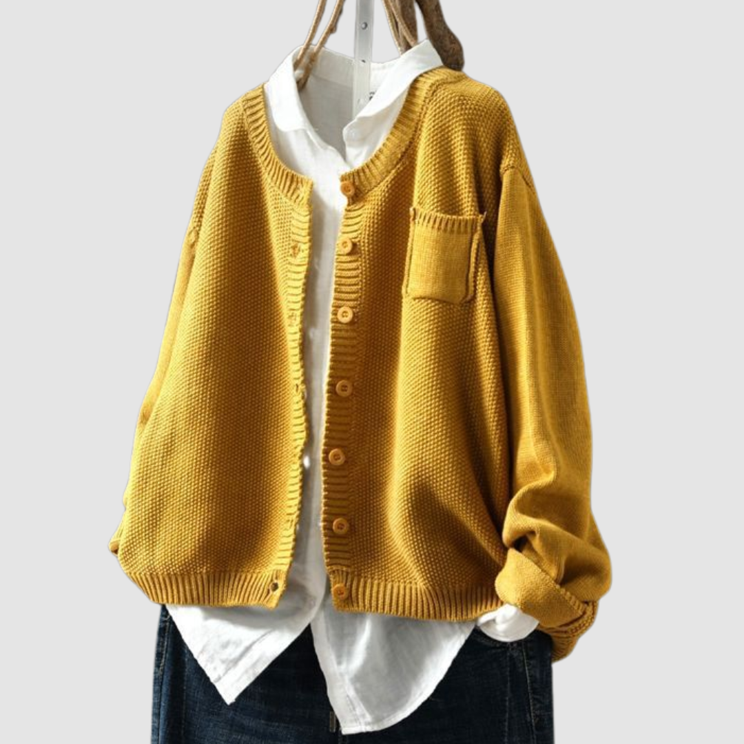 Sanne | Women's Cardigan V-Neck Chest Pocket Knit