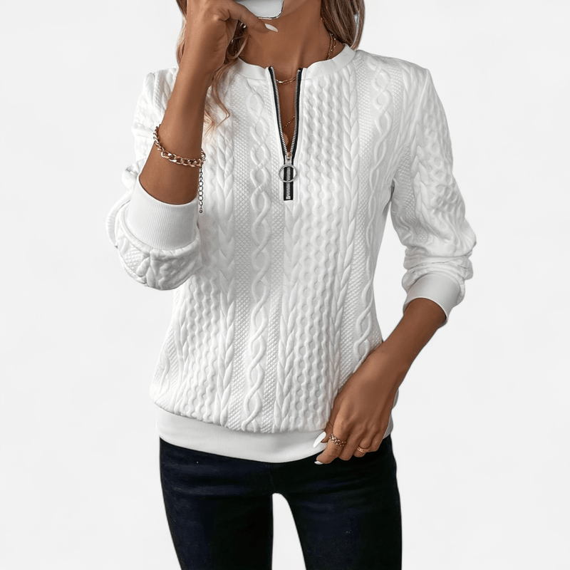Elowen | Women's Zip-Front Long Sleeve Sweater