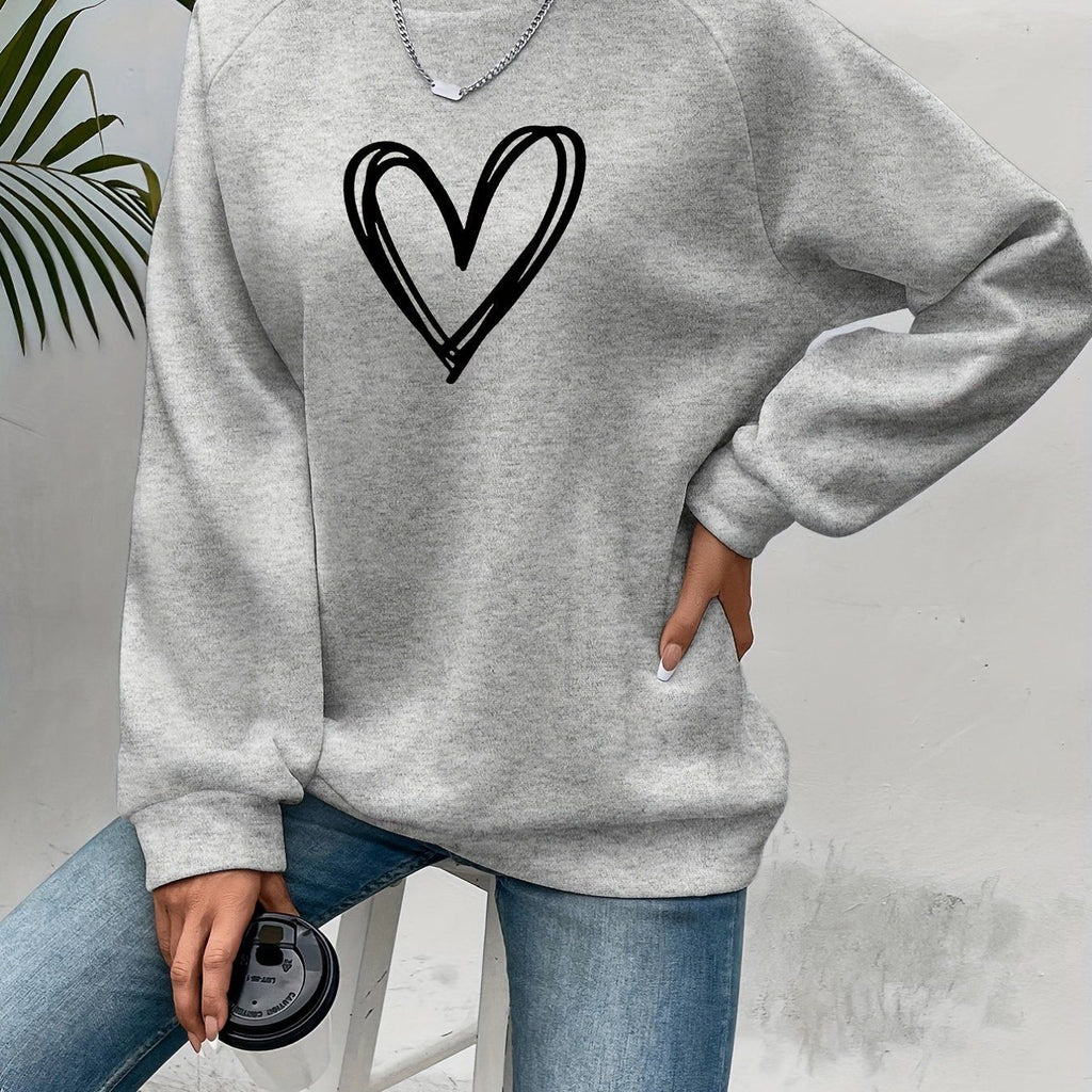 Paulien | Women's Heart-Print Crew Neck Sweater