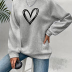 Paulien | Women's Heart-Print Crew Neck Sweater