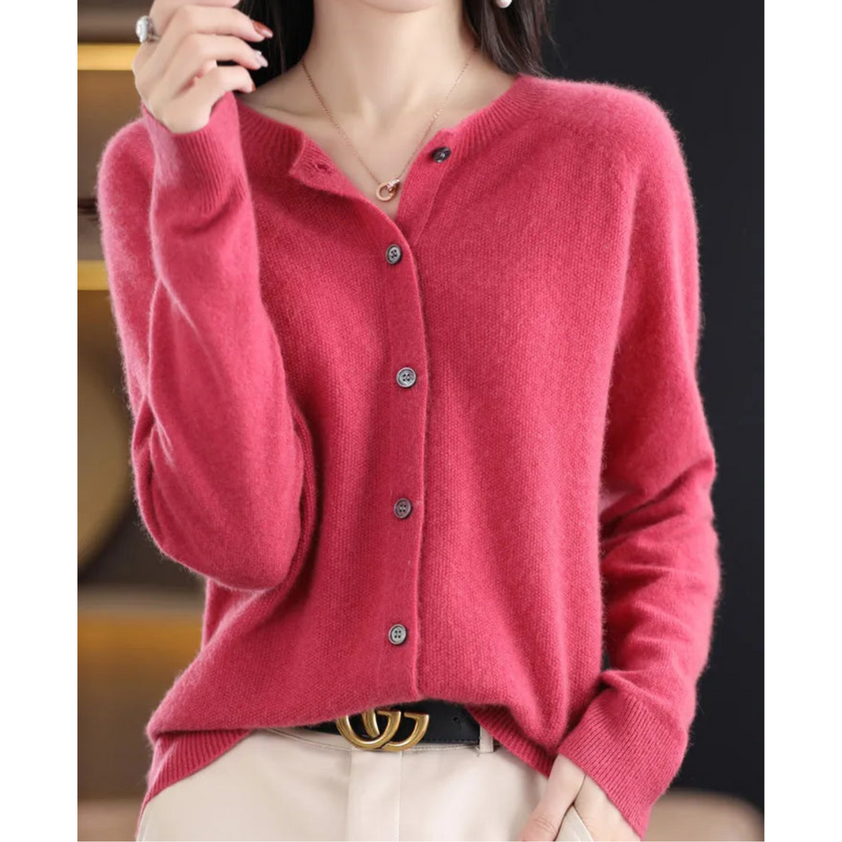 Noor | Women's Button Front V-Neck Cardigan – Winter Layering