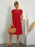 Emilie | Women's Short Sleeve A-Line Pocket Dress