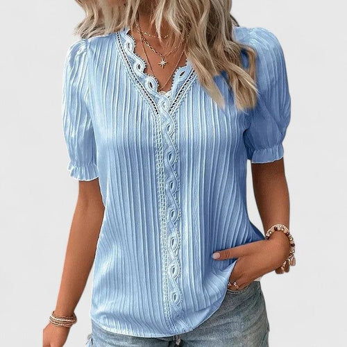 Beatrice | Women's V-Neck Short Sleeve Blouse