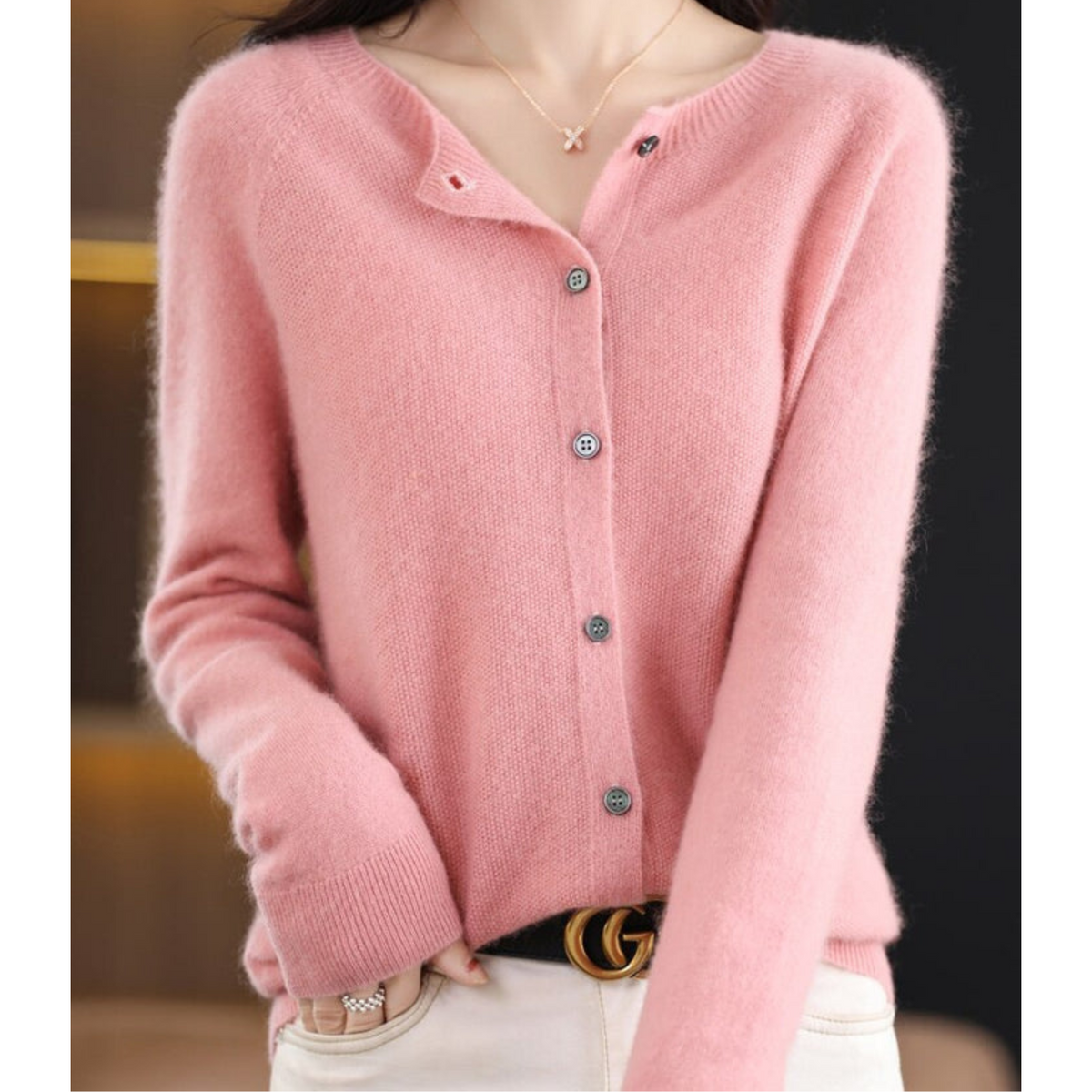 Noor | Women's Button Front V-Neck Cardigan – Winter Layering