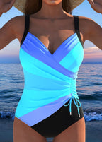 Bo | Women's Ruched V-Neck One-Piece Swimsuit
