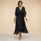 Louise | Women's V-Neck Waist-Tie Maxi Dress