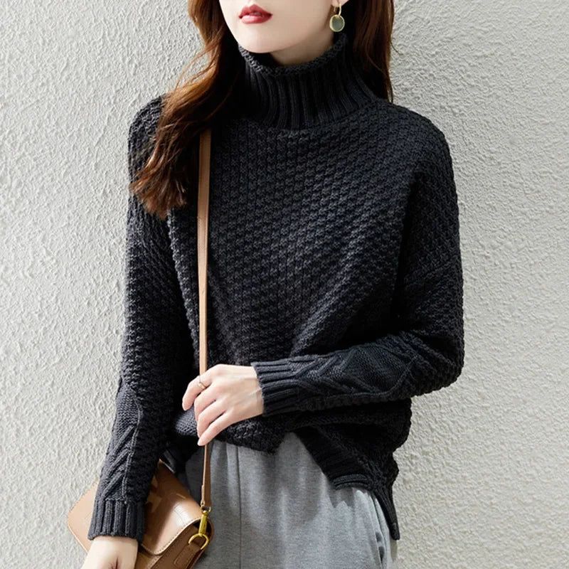 Rosalie | Women's Turtleneck Cable Knit Jumper