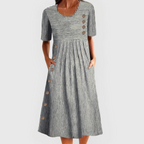 Juno | Women's Striped Midi Dress with Pockets