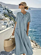 Edda | Women's Relaxed-Fit Bow Neckline Midi Dress