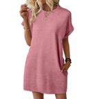 Franka | Women's Crew Neck Textured Mini Dress with Pockets