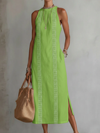Lieke | Women's Midi Dress with Mao Collar