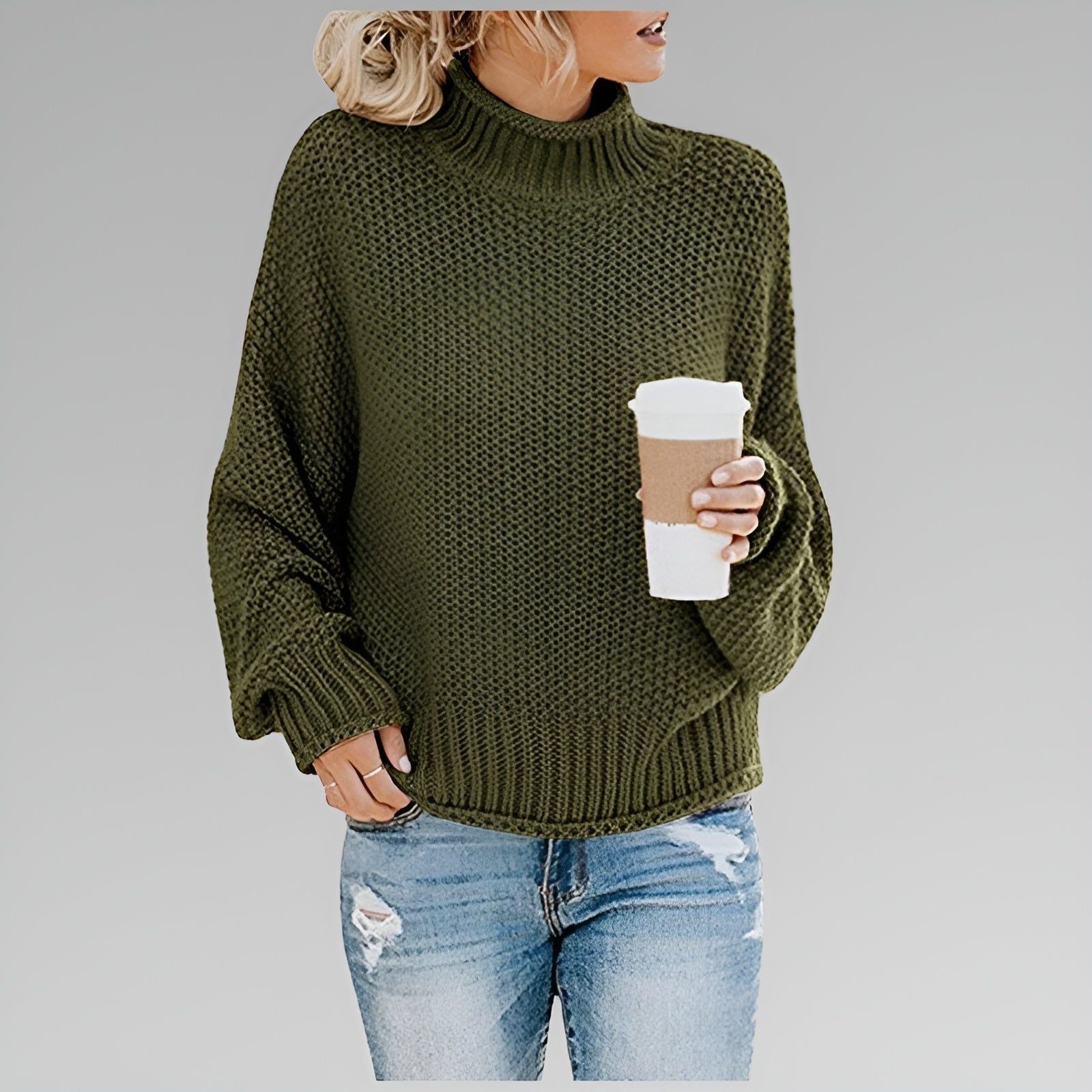 Everly | Women's Relaxed Mock Turtleneck Knit Sweater