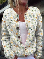 Stine | Women's Vintage Floral Button-Front Cardigan