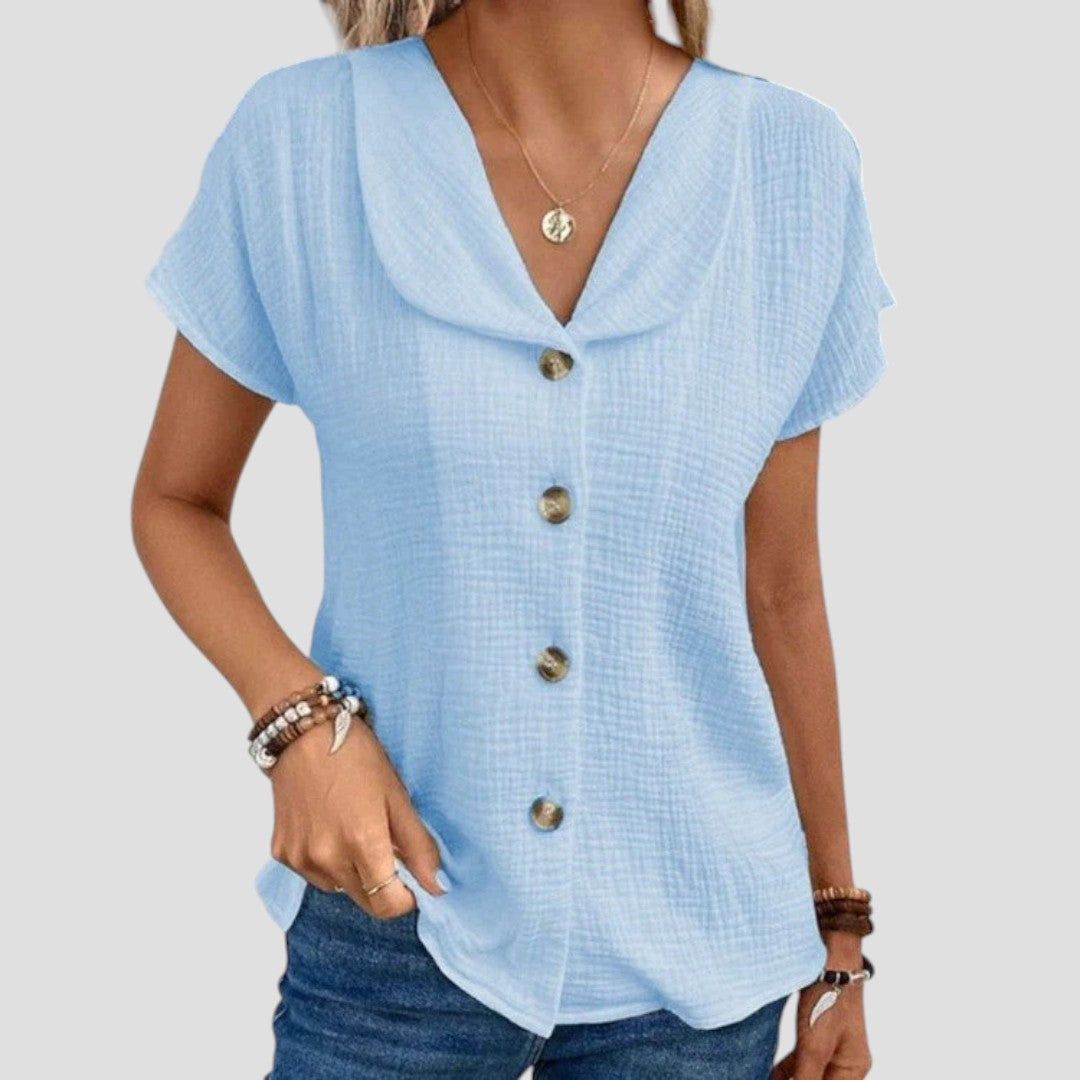 Isabeau | Women's Relaxed-Fit V-Neck Blouse – Casual Outings
