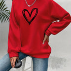 Paulien | Women's Heart-Print Crew Neck Sweater