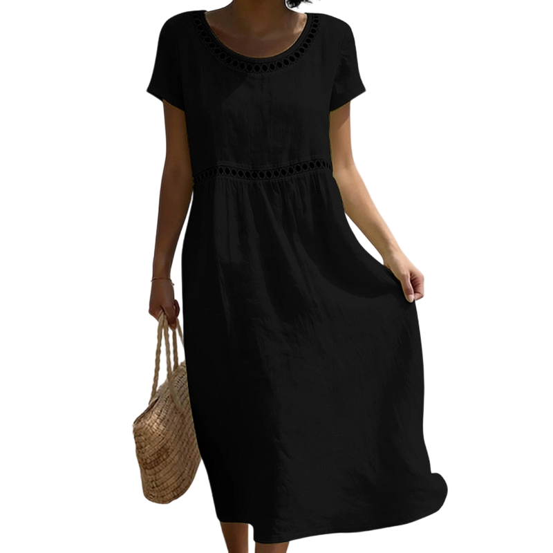 Greta | Women's Lace-Trim A-Line Midi Dress - Summer Occasions