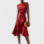 Liana | Women's Asymmetric Midi Dress with V-Neck