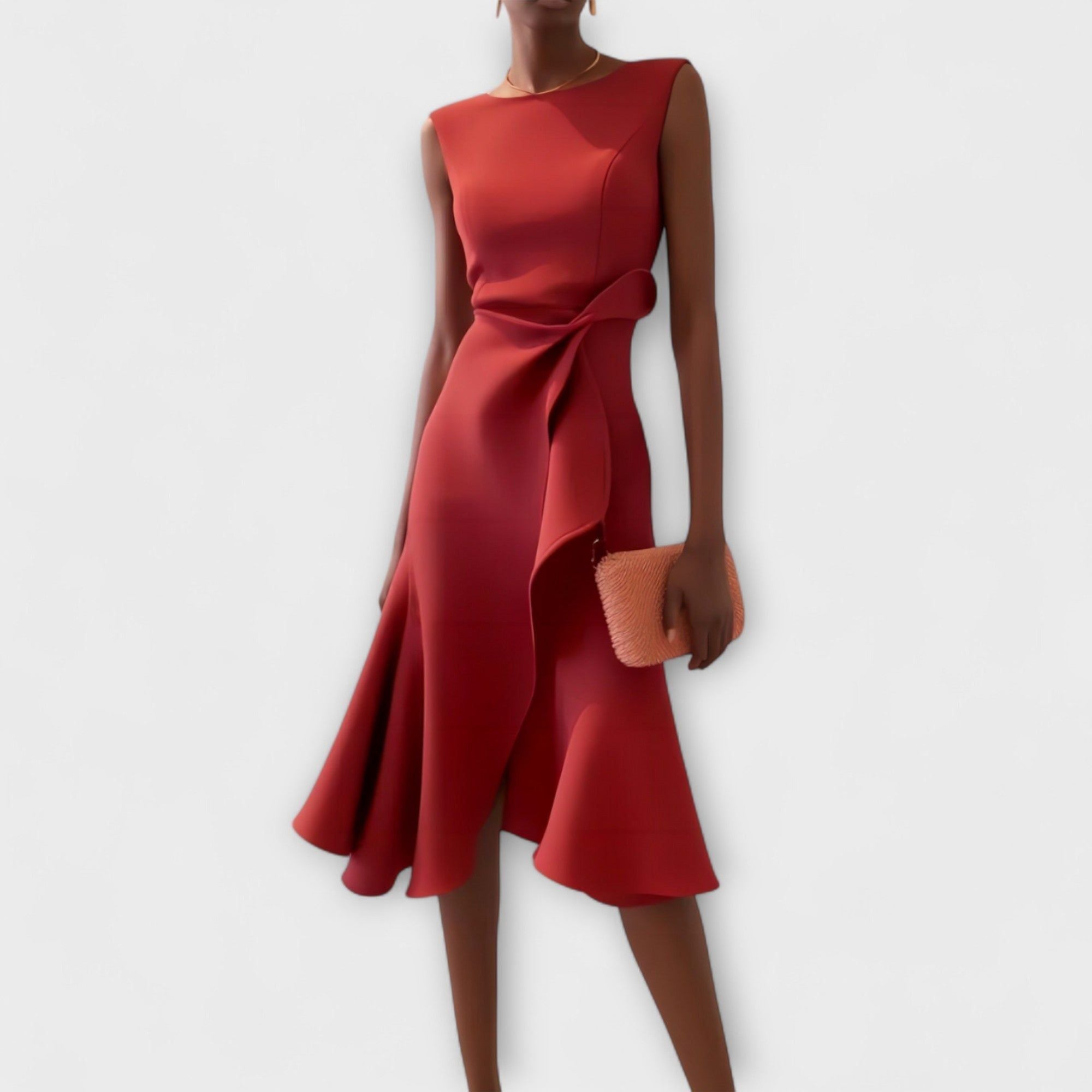 Liana | Women's Asymmetric Midi Dress with V-Neck